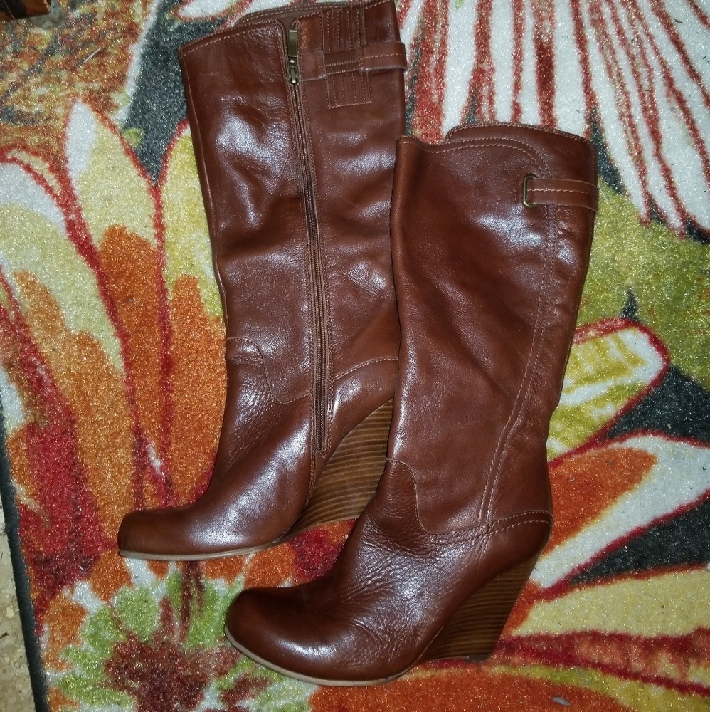 Guess knee high wedge boots